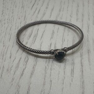 David Yurman Silver Bracelet with Black Gem